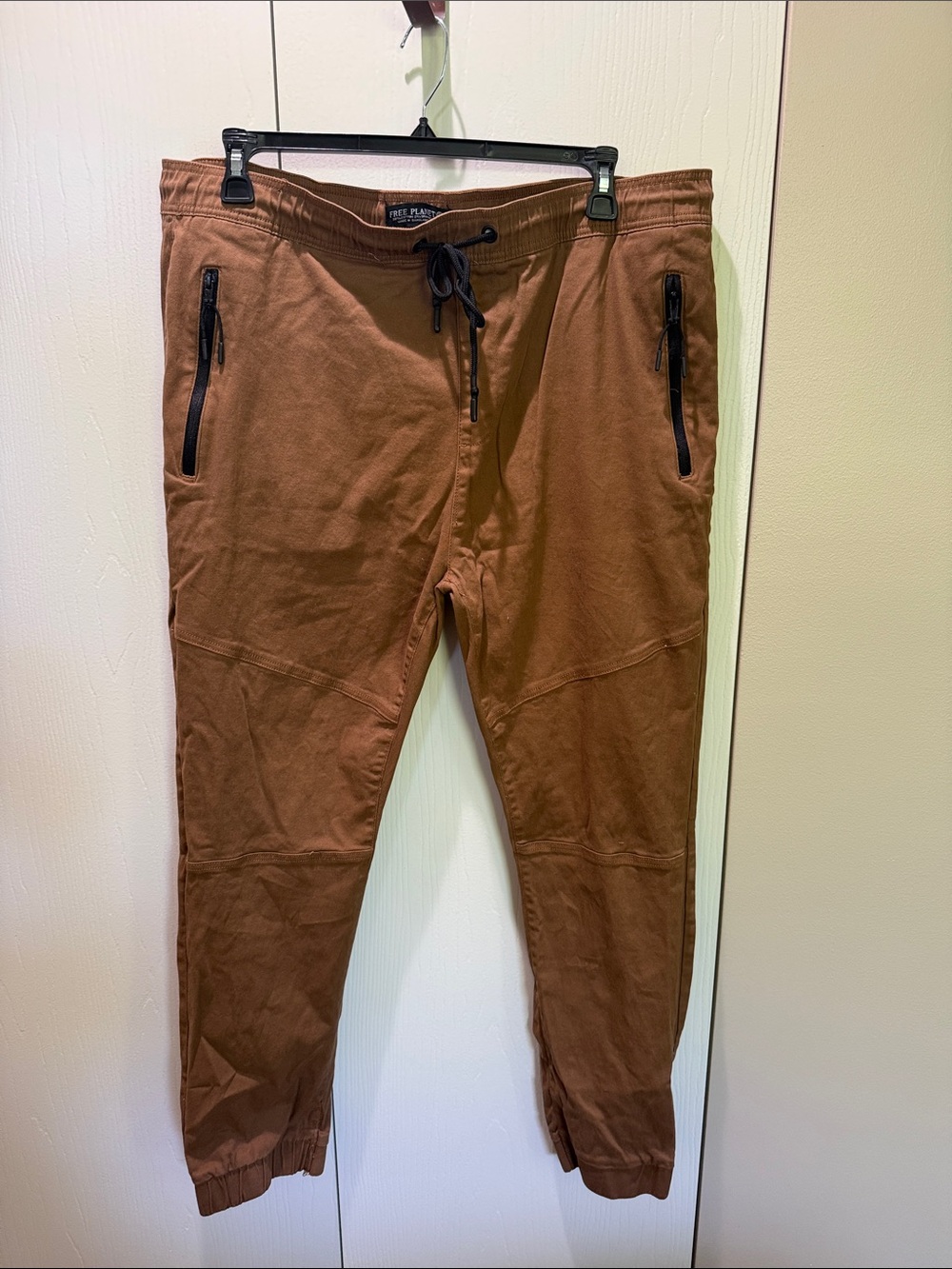 Free Planet Men's Rust Brown Jogger Sweatpants with Zip Pockets Size 4X